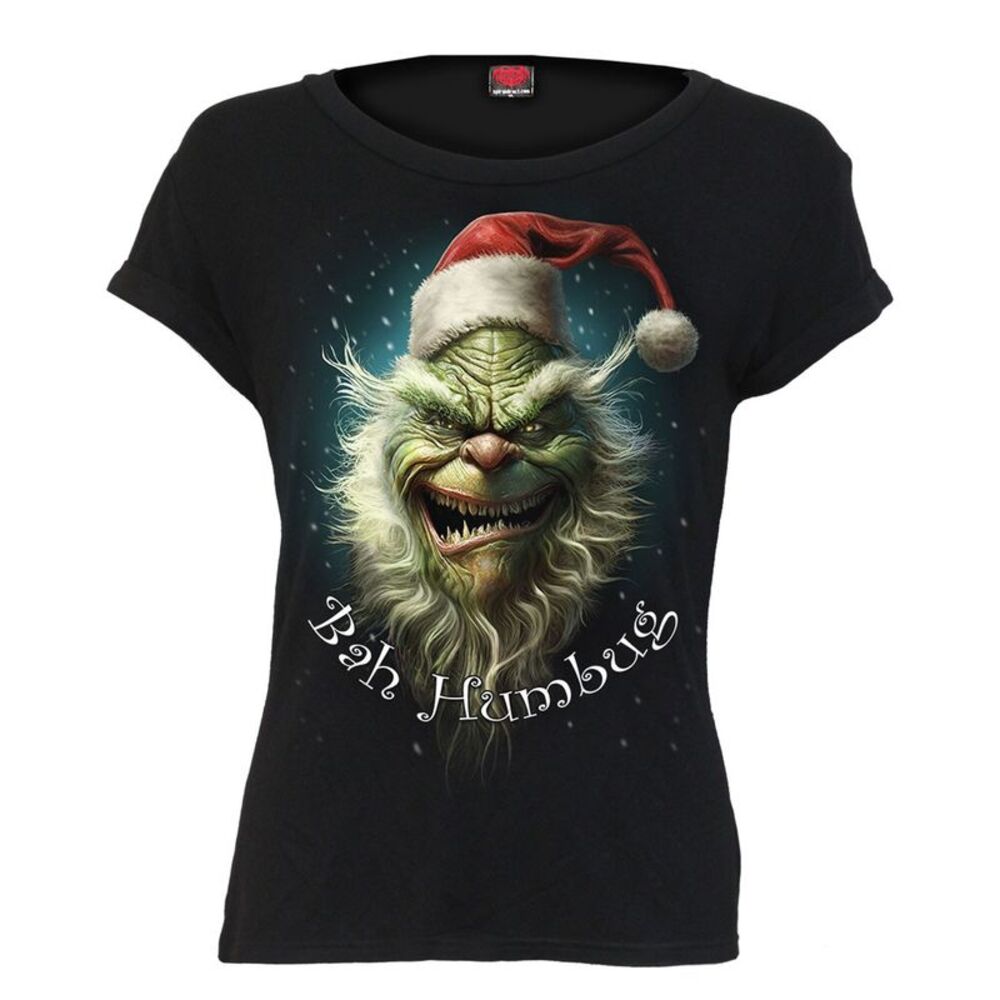 Spiral Womens/Ladies Bah Humbug Boat Neck / Black